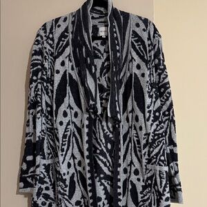 NIC+ZOE Black and Gray Patterned Cardigan